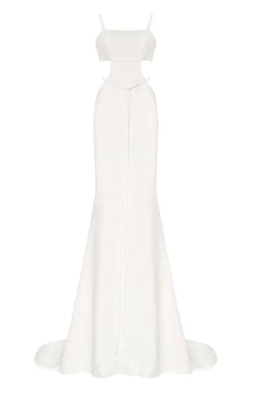 White Casual side cut out maxi dress