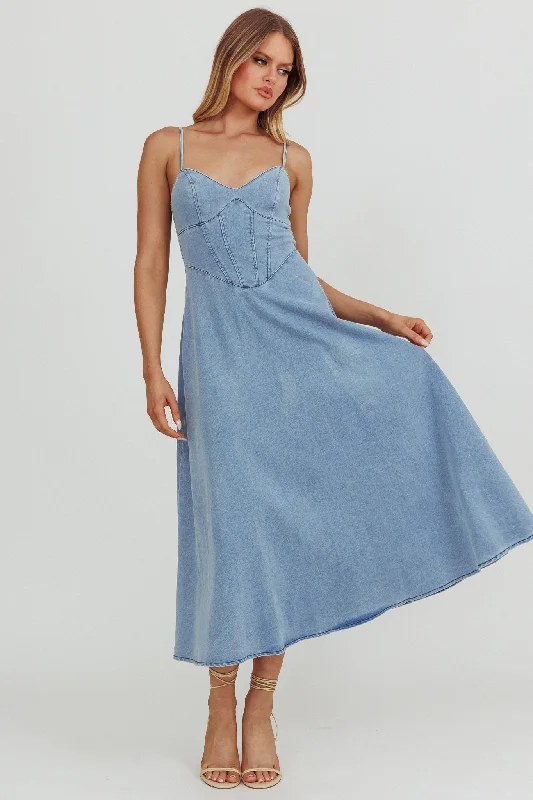 Comet A-Line Midi Dress Light Denim