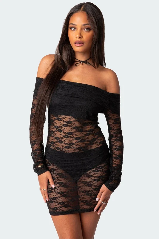 Halle Sheer Lace Mini Dress